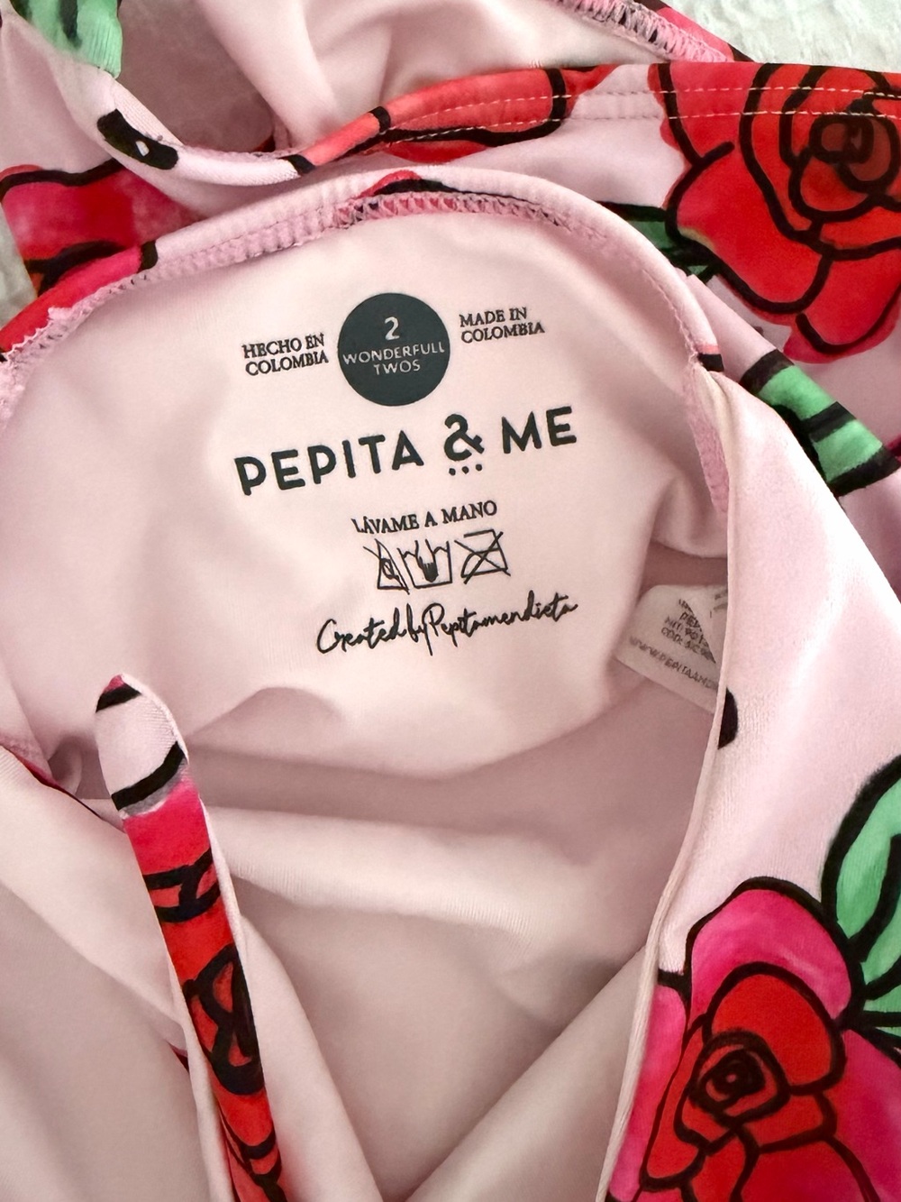 Pepita & Me Girls Long-Sleeve One-Piece Swimsuit - Pink Floral - Picture 3 of 3